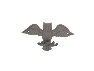 Cast Iron Flying Owl Decorative Metal Talons Wall Hooks 6" (Finish: Cast Iron)