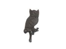 Cast Iron Owl Sitting on a Tree Branch Decorative Metal Wall Hook 6.5"
