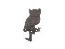 Cast Iron Owl Sitting on a Tree Branch Decorative Metal Wall Hook 6.5"