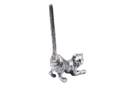 Cast Iron Cat Paper Towel Holder 10" (Finish: Rustic Silver)