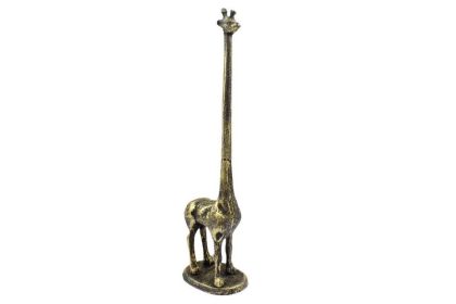 Cast Iron Giraffe Paper Towel Holder 19" (Finish: Rustic Gold)