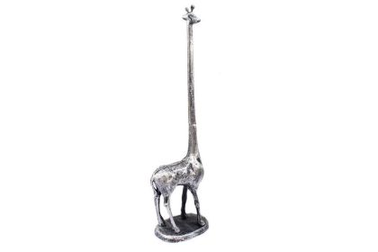 Cast Iron Giraffe Paper Towel Holder 19" (Finish: Rustic Silver)