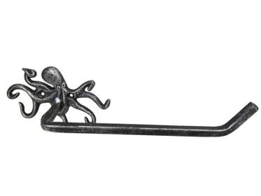 Cast Iron Octopus Toilet Paper Holder 11" (Finish: Antique Silver)