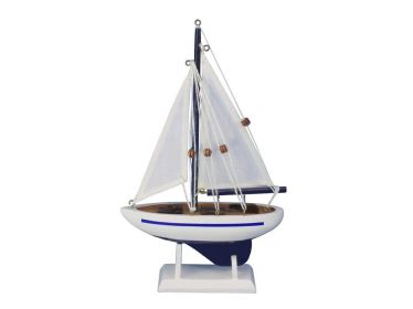 Wooden Pacific Sailer Model Sailboat Decoration (style: 9" Blue)