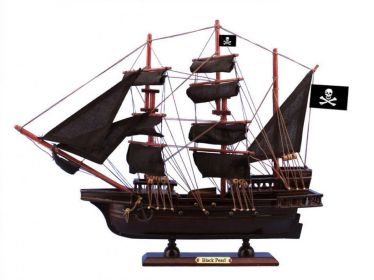 Wooden Black Pearl Pirates of the Caribbean Model Pirate Ship (style: 15" Black Sails)