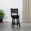 30" Bar Height Slat Back Swivel Stool, Espresso Finish, Fabric Seat