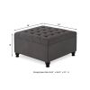 Large square storage ottoman with wooden legs, Upholstered button tufted coffee table with nail trims for Living Space