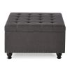Large square storage ottoman with wooden legs, Upholstered button tufted coffee table with nail trims for Living Space