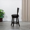 30" Bar Height Slat Back Swivel Stool, Espresso Finish, Fabric Seat