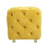 Yellow Modern Velvet Upholstered Ottoman, Exquisite Small End Table, Soft Foot Stool,Dressing Makeup Chair, Comfortable Seat for Living Room, Bedroom