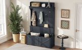 Hall Tree with Storage Bench, Entryway Bench with Drawer and 5 Hooks, Coat Rack with Display Shelf for Hallway Entryways