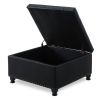 Large square storage ottoman with wooden legs, Upholstered button tufted coffee table with nail trims for Living Space