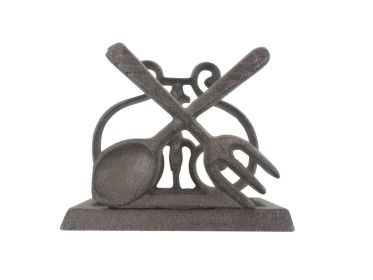 Cast Iron Fork and Spoon Kitchen Napkin Holder 5" (Finish: Cast Iron)