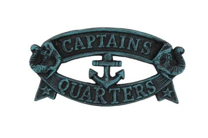 Cast Iron Captains Quarters Sign 8" (Finish: Seaworn Blue)