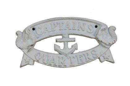 Cast Iron Captains Quarters Sign 8" (Finish: Whitewashed)