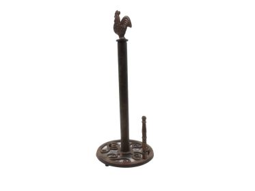 Cast Iron Rooster Paper Towel Holder 15" (Finish: Rustic Copper)