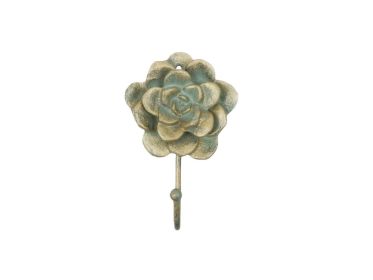 Cast Iron Decorative Rose Hook 7" (Finish: Antique Bronze)
