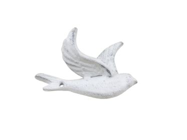 Cast Iron Flying Bird Decorative Metal Wing Wall Hook 5.5" (Finish: Whitewashed)