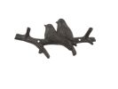 Cast Iron Birds on Branch Decorative Metal Wall Hooks 8"