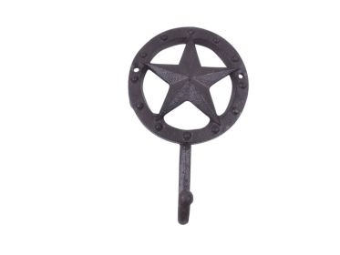 Cast Iron Lone Star Decorative Metal Wall Hook 5" (Finish: Cast Iron)