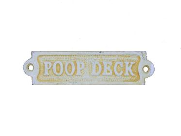 Cast Iron Poop Deck Sign 6" (Finish: Antique White)