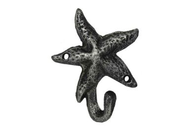 Cast Iron Starfish Hook 4" (Finish: Antique Silver)