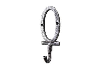 Cast Iron Letter O Alphabet Wall Hook 6" (Finish: Rustic Silver)