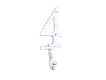 Cast Iron Number Wall Hook 6" (Option: 4 - Whitewashed)