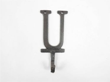 Cast Iron Letter U Alphabet Wall Hook 6" (Finish: Cast Iron)