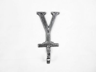 Cast Iron Letter Y Alphabet Wall Hook 6" (Finish: Rustic Silver)