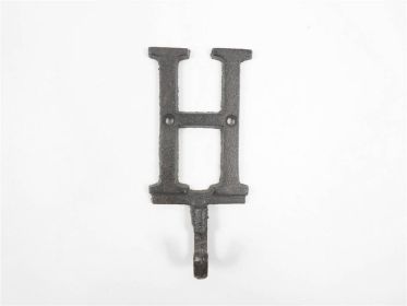 Cast Iron Letter H Alphabet Wall Hook 6" (Finish: Cast Iron)