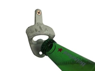 Cast Iron Wall Mounted Anchor Bottle Opener 3" (Finish: Whitewashed)