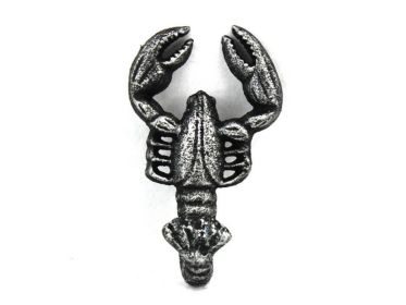 Cast Iron Decorative Wall Mounted Lobster Hook 5" (Finish: Antique Silver)