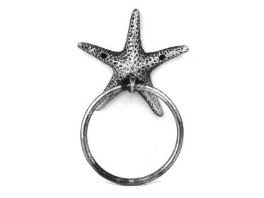 Cast Iron Starfish Towel Holder 8.5" (Finish: Antique Silver)