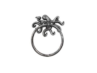 Cast Iron Octopus Towel Holder 6" (Finish: Rustic Silver)