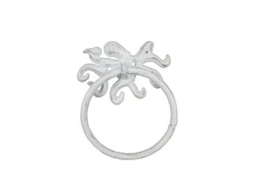 Cast Iron Octopus Towel Holder 6" (Finish: Whitewashed)