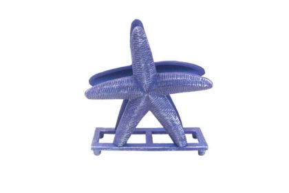 Cast Iron Starfish Napkin Holder 6" (Finish: Rustic Dark Blue)