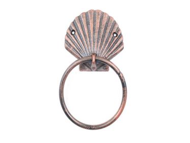 Cast Iron Seashell Towel Holder 8.5" (Finish: Rustic Copper)
