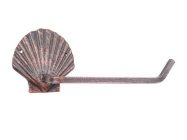 Cast Iron Shell Toilet Paper Holder 10" (Finish: Rustic Copper)
