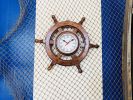 Deluxe Class Wood and Metal Ship Steering Wheel Clock 12"