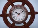 Deluxe Class Wood and Metal Ship Steering Wheel Clock 12"