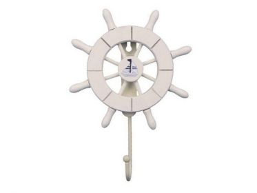 Decorative Ship Wheel with Sailboat and Hook (style: 8" White)