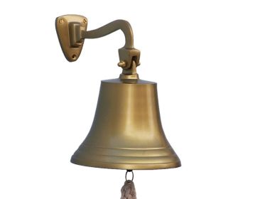 Wall Mounted Hanging Ship's Bell (style: 9" Antique Brass)