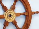 Deluxe Class Wood and Metal Decorative Ship's Steering Wheel