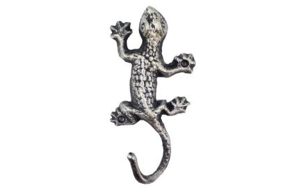 Cast Iron Lizard Hook 6" (Finish: Rustic Silver)