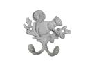 Cast Iron Squirrel with Acorn Decorative Double Metal Wall Hooks 8"