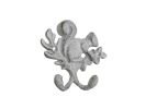 Cast Iron Squirrel with Acorn Decorative Double Metal Wall Hooks 8"
