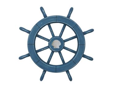 Decorative Ship Wheel with Seashell (style: 18" Light Blue)
