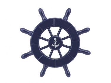 Decorative Ship Wheel with Anchor (style: 6" Dark Blue)