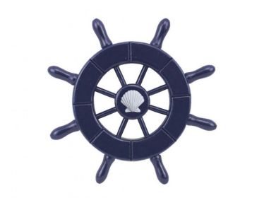 Decorative Ship Wheel with Seashell (style: 6" Dark Blue)